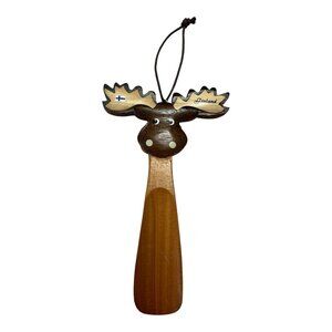VTG Finland Moose Wooden Shoehorn Wall Hanging Ornament 9" Rustic Scandinavian D